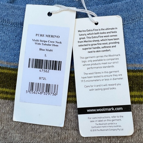 NWT Woolovers Multi Stripe Merino Wool Sweater - Picture 8 of 9